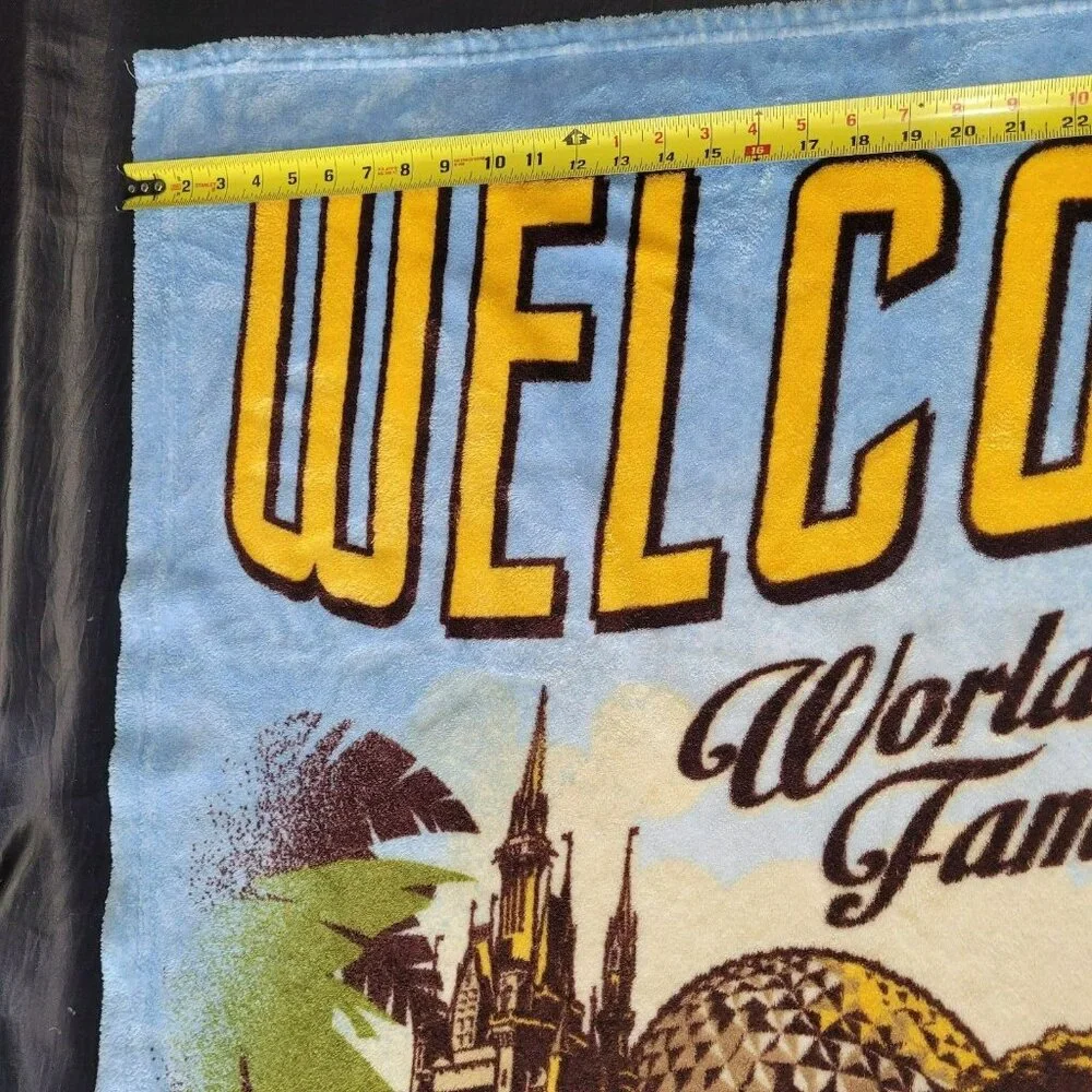 Disney World Resort Mickey Fleece Throw Blanket Lake Buena Vista‎ FL 39 x 62 Vtg